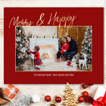 Elegante tarjeta fotográfica de familia de Relieve