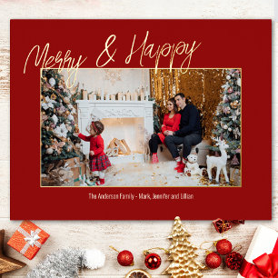 Elegante tarjeta fotográfica de familia de Relieve