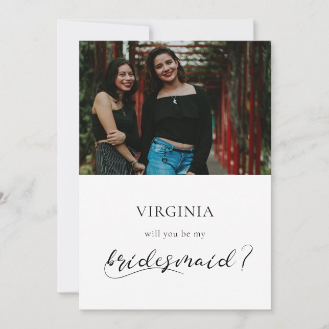 Elegante tarjeta fotográfica de la dama de honor (Anverso)