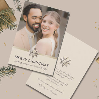 Elegante tarjeta fotográfica de Navidad para recié