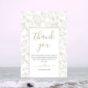 Elegante tarjeta Gold Ocean Bridal Shower