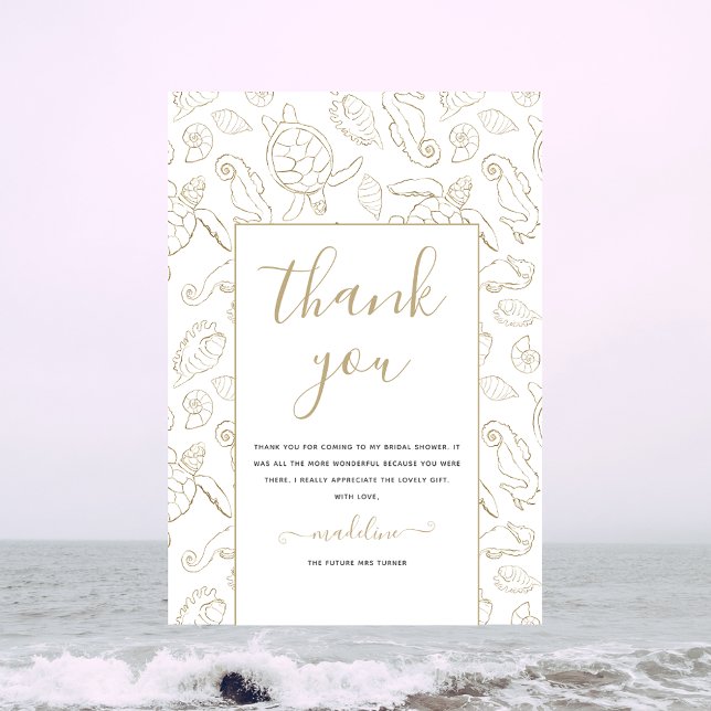 Elegante tarjeta Gold Ocean Bridal Shower (Subido por el creador)