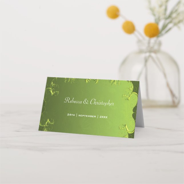 Elegante tarjeta Green Table Place (Reverso)