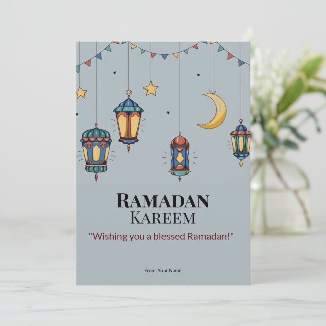 Elegante tarjeta islámica de saludo de Ramadán - P (Anverso de pie)
