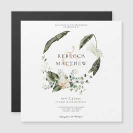 Elegante Tarjeta Magnética Boda Floral Boho