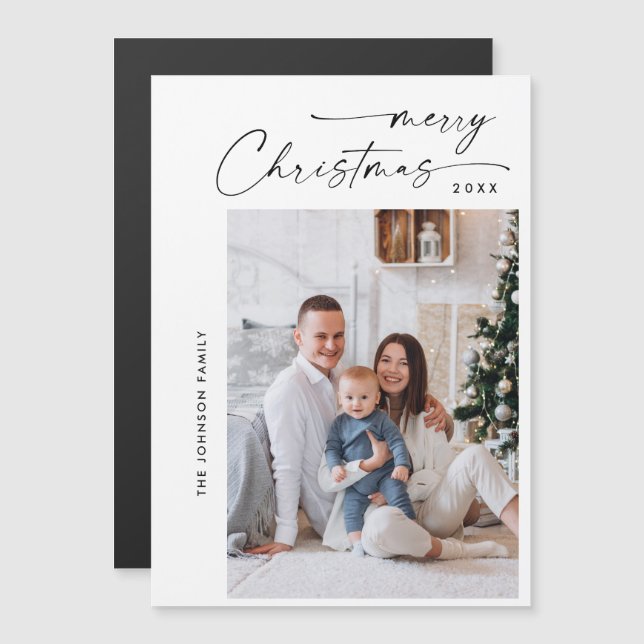 Elegante tarjeta magnética de fotos de Navidades M (Anverso/Reverso)