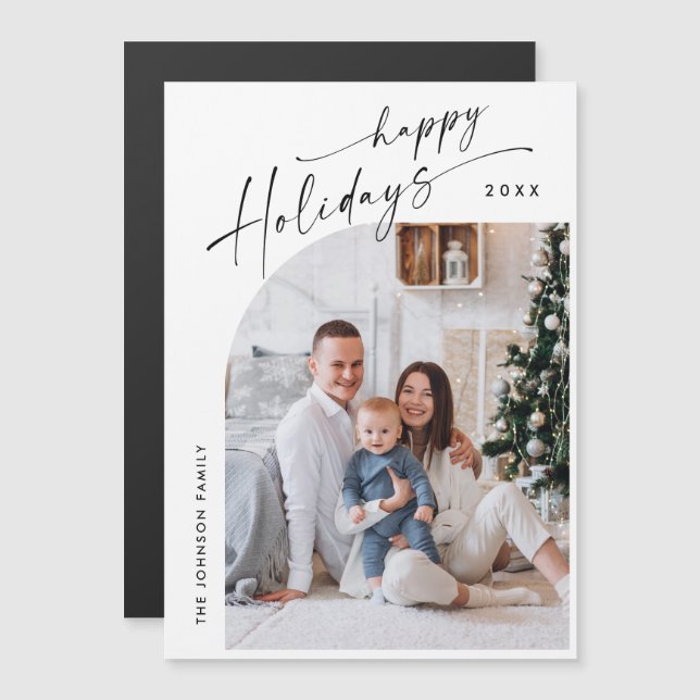 Elegante tarjeta magnética de fotos de Navidades M (Anverso/Reverso)