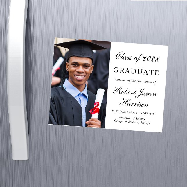 Elegante Tarjeta Magnética de Graduación de Photo  (Subido por el creador)