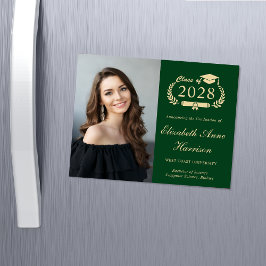 Elegante tarjeta magnética de graduación verde fot