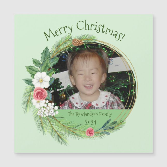 Elegante Tarjeta magnética de Navidades de fotogra (Anverso)