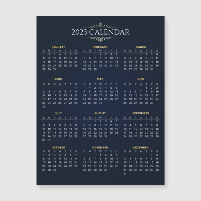 Elegante tarjeta magnética del calendario Gold y B (Anverso)