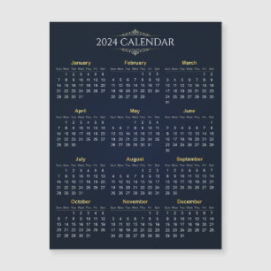 Elegante tarjeta magnética del calendario Gold y B
