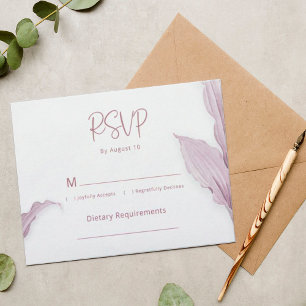 Elegante tarjeta Mauve Leaf Minimal Wedding RSVP