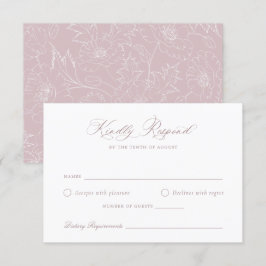 Elegante tarjeta Mauve Rubor Floral Wedding RSVP
