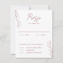 Elegante tarjeta Minimalista Botánica Borgoña RSVP