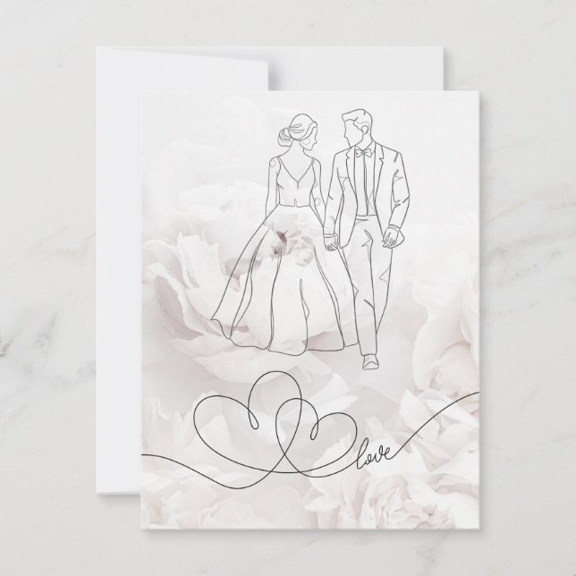 Elegante tarjeta Minimalista de Boda blanco (Anverso)