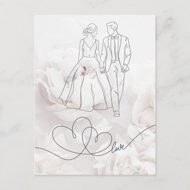 Elegante tarjeta Minimalista de Boda blanco (Anverso)