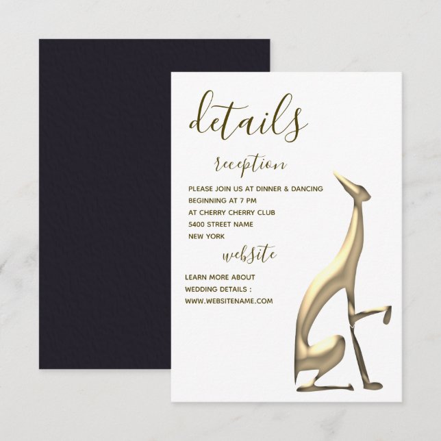 Elegante tarjeta Minimalista de detalles del Boda  (Anverso / Reverso)