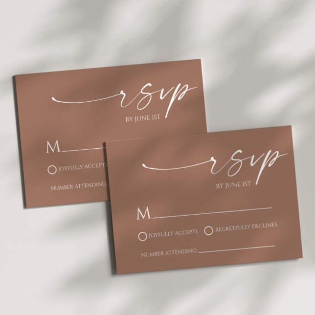 Elegante tarjeta Minimalista Mocha Mousse Wedding  (Subido por el creador)