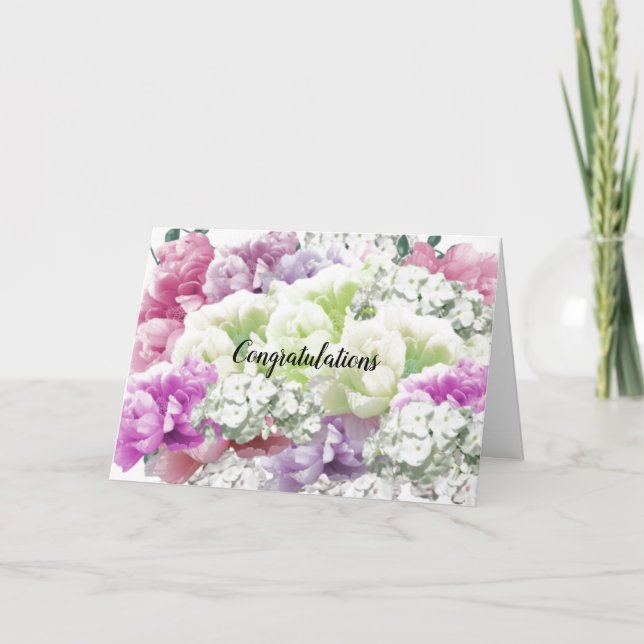 Elegante tarjeta mixta de felicitación de Bouquet  (Anverso)