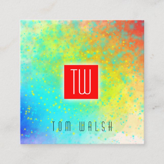 Elegante tarjeta monogramada colorida (Anverso)