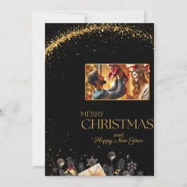 Elegante tarjeta navideña con foto familiar