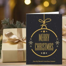Elegante Tarjeta Negra de Navidad de Negocios Dora