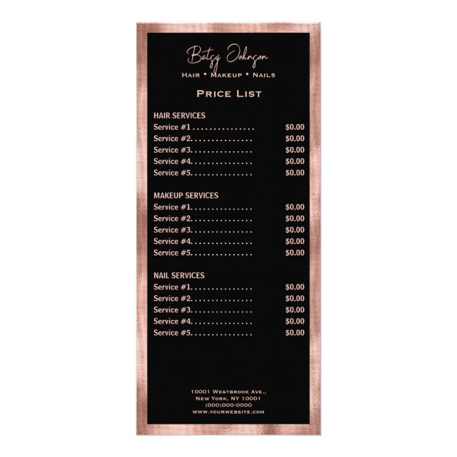 Elegante tarjeta para rack de Relieve metalizado d (Frente)