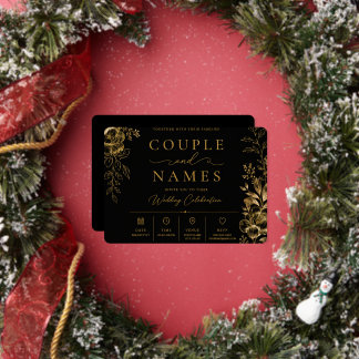 Elegante Tarjeta Personalizada de Negro y Dorado 