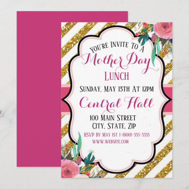 Elegante tarjeta plana de invitación al Día de la  (Anverso / Reverso)