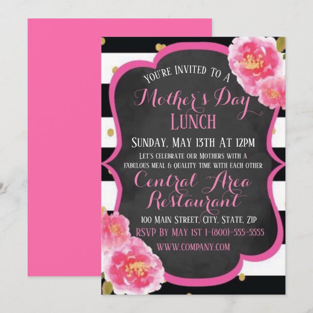 Elegante tarjeta plana de invitación del Día del A (Anverso / Reverso)