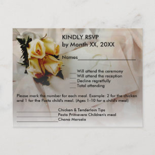 Elegante tarjeta postal Boda RSVP de Rosas Amarill