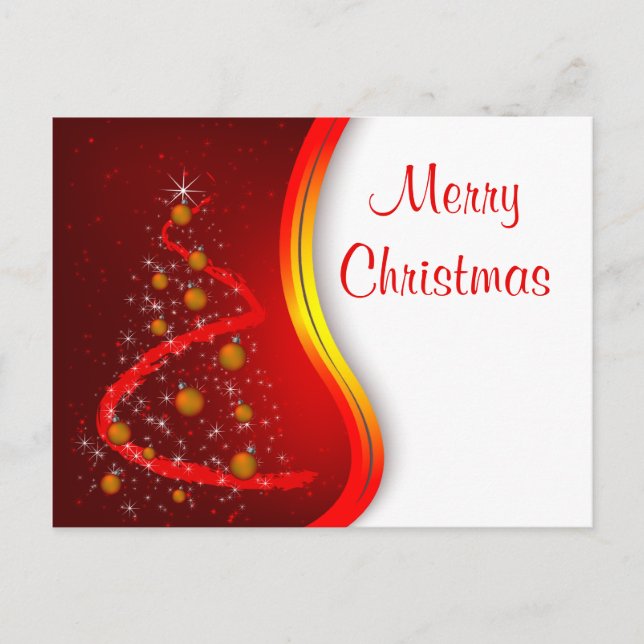 Elegante tarjeta postal de árbol rojo (Anverso)