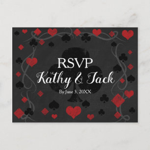 Elegante tarjeta postal de boda de casino rsvp