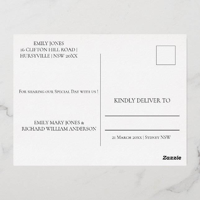 Elegante tarjeta postal de invitación al Relieve m (Reverso )