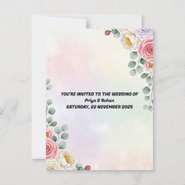 Elegante tarjeta postal de invitación de boda flor