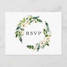Elegante tarjeta postal RSVP de Boda Verde de Rosa