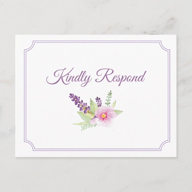Elegante tarjeta postal RSVP de Bouquet Floral (Anverso)