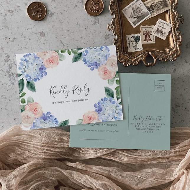 Elegante tarjeta postal RSVP de Canción de Hidrang (Subido por el creador)