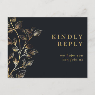 Elegante tarjeta postal RSVP de Canción Dorada Flo
