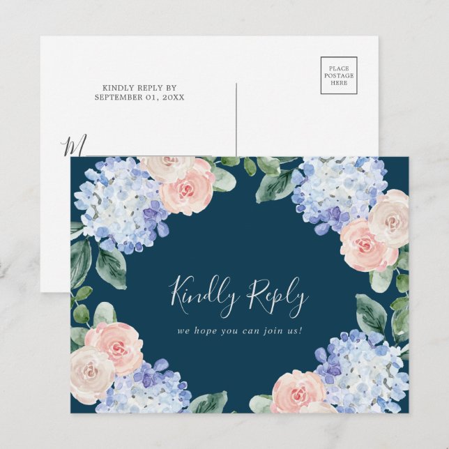 Elegante tarjeta postal RSVP de la Canción de la A (Anverso / Reverso)