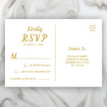 Elegante tarjeta postal RSVP de Oro Blanco<br><div class="desc">Elegante tarjeta RSVP en blanco y oro. Añada fácilmente los detalles de su personalizado.</div>