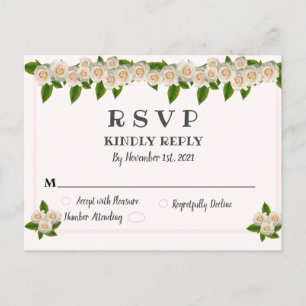 Elegante tarjeta postal RSVP Rubor rosa de rosas b