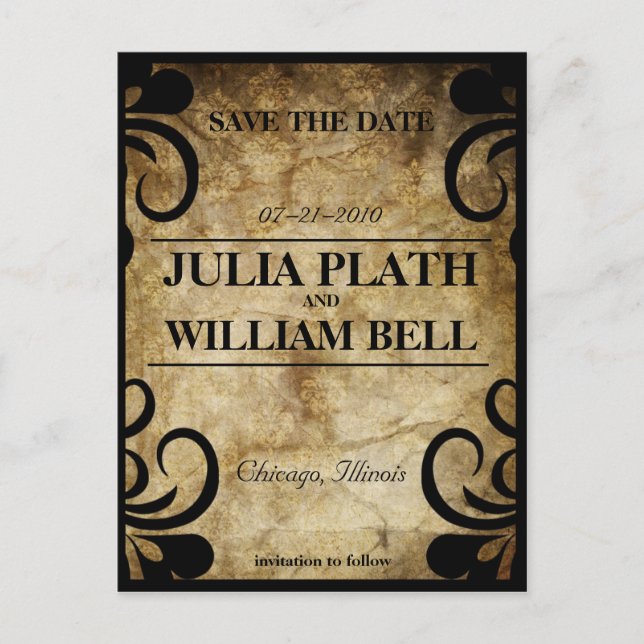 Elegante Tarjeta postal RSVP Swirl (Anverso)