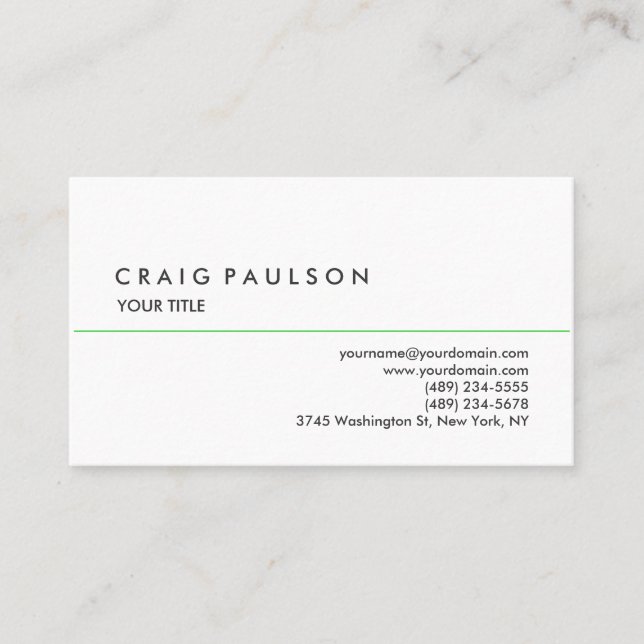 Elegante tarjeta profesional de color blanco (Anverso)