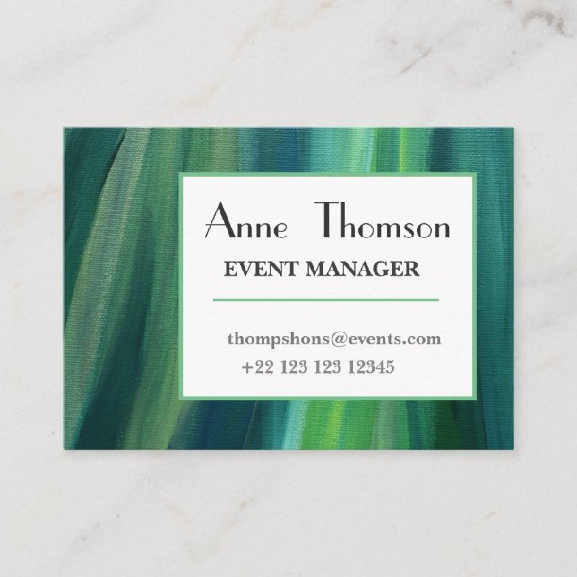 Elegante tarjeta profesional de negocios verde (Anverso)