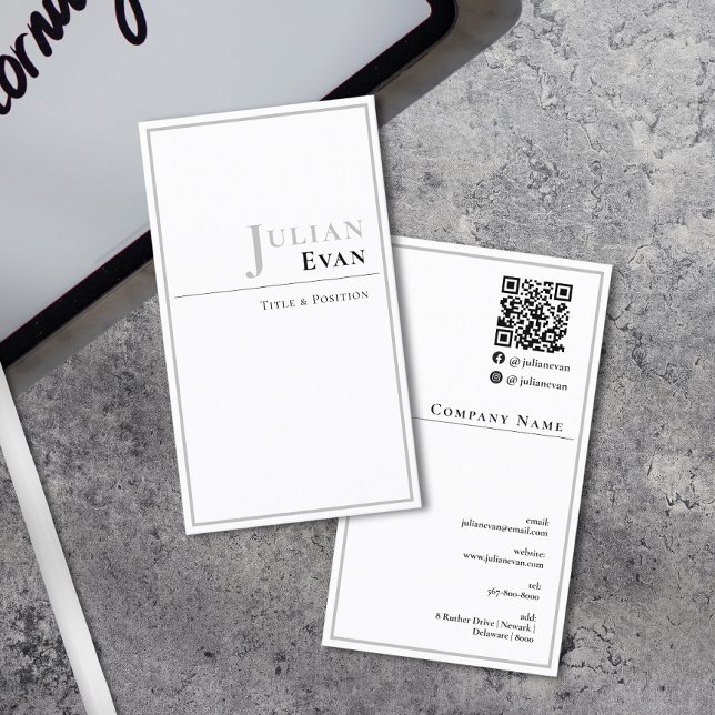 Elegante tarjeta profesional de visita blanca (Elegant Professional White Business Card)