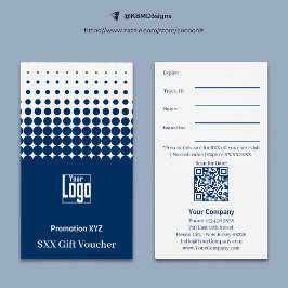 Elegante tarjeta promocional de regalo azul blanco