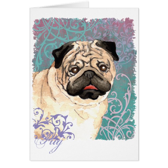 Elegante Tarjeta Pug (Frente)