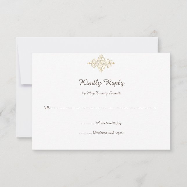 Elegante tarjeta Purpurinoso Golden RSVP (Anverso)